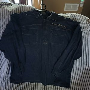 XXL Mens Rocawear Jean color but soft, gently worn, half zipper, Lng sleeves